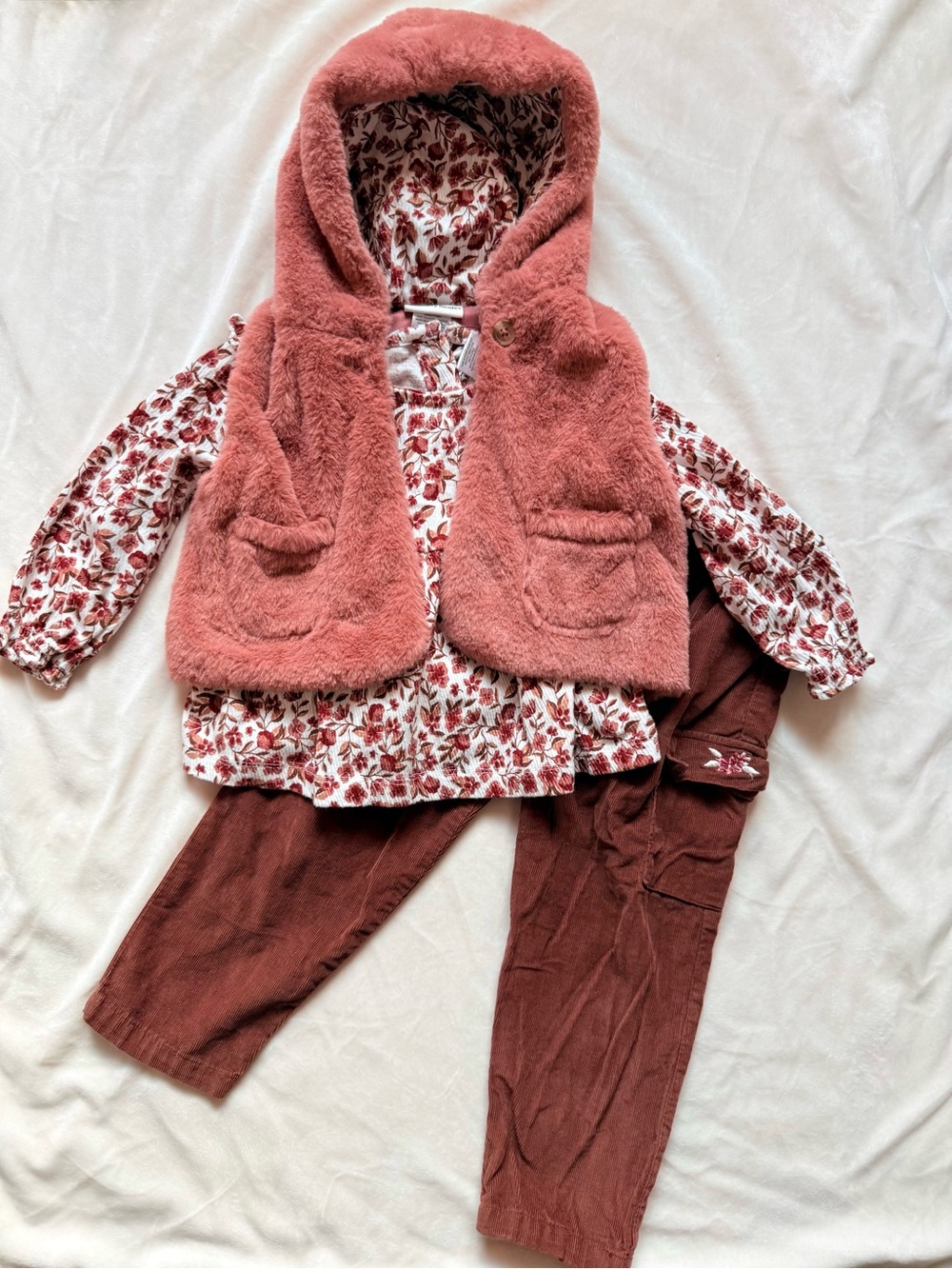 Daisy Fuentes Girls Floral Top and Brown Pants Matching Set